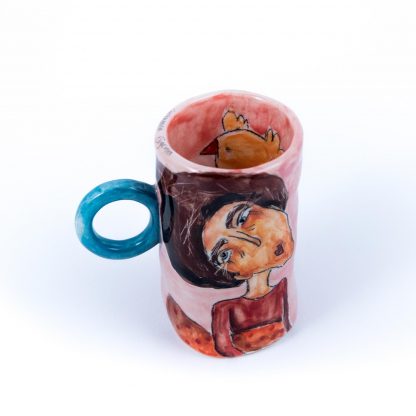 Ceramic art portraits painted on handmade ceramic cup