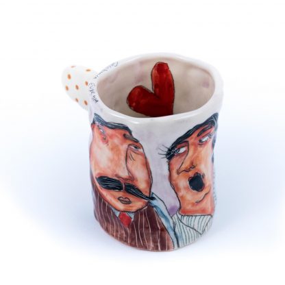 couple portrait on handmade ceramic mug