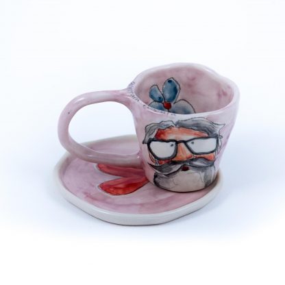 cute ceramic art on handmade pottery espresso cup