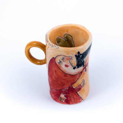cute cup hand painted red riding hood fairytale