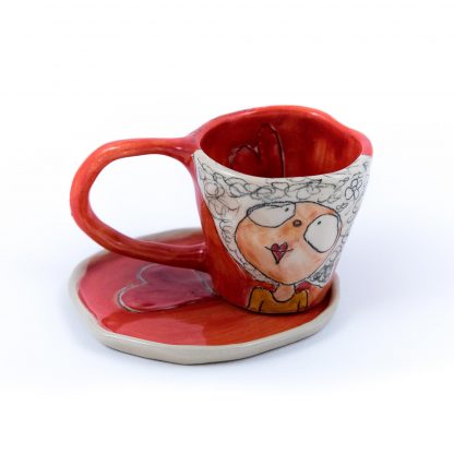 miss art handpainted pottery espresso cup