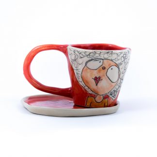 miss art red pottery espresso cup