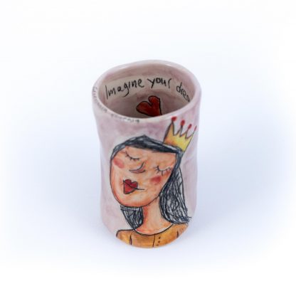 my queen handpainted ceramic wine glass