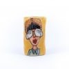 portrait handpainted yellow wine glass