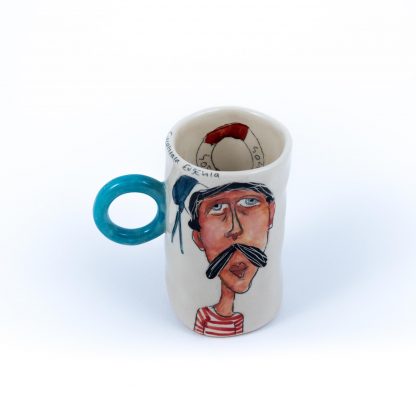 sailor hand painted on handmade ceramic cup