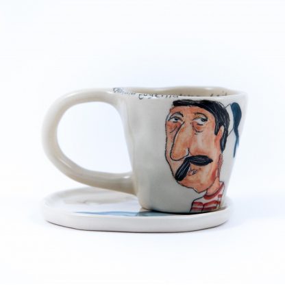sailor portrait on handmade ceramic espresso cup