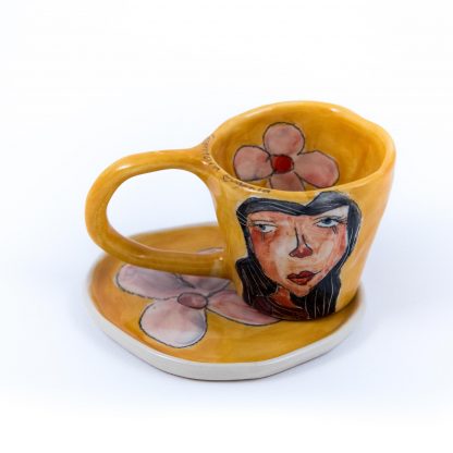 unique handmade pottery espresso cup and saucer