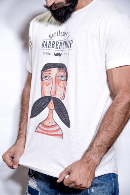 Men's artsy "Barber shop" T-shirt. Short sleeve, 100% cotton T-shirt, graphic tees/cool T shirt designs for men