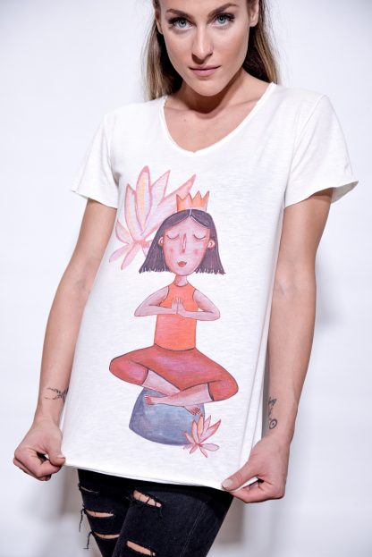 Yoga design T shirt - brings balance in your life! Art design T shirt for women, made from 100% cotton, available in 4 sizes.
