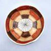 Handmade ceramic salad bowl with hand painted cartoon named Miss Art and colorful painting inside.