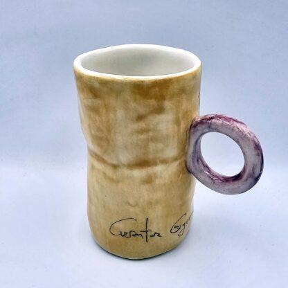 Pottery cappuccino cup with handle