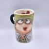 Pottery cappuccino cup with handle
