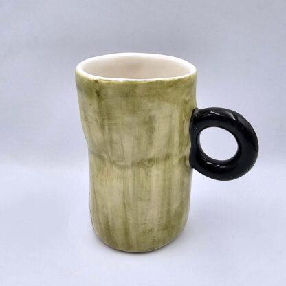 Pottery cappuccino cup with handle