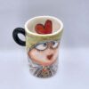 Pottery cappuccino cup with handle