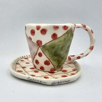 Stoneware espresso cup with saucer