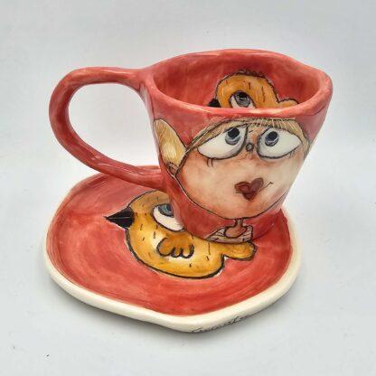 Ceramic espresso cup with saucer