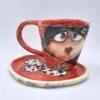 Pottery espresso cup with saucer, made from premium stoneware clay and food safe glaze