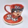 Pottery espresso cup with saucer, made from premium stoneware clay and food safe glaze