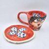 Pottery espresso cup with saucer, made from premium stoneware clay and food safe glaze
