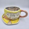 Colorful tea cup, handmade with stoneware clay and hand painted with food safe glaze