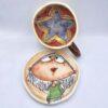 Unique pottery tea cup with handle and saucer