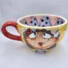XL pottery cup with handle