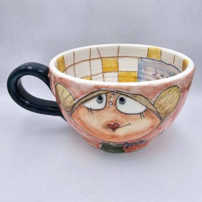XL pottery cup with handle