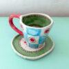Ceramic espresso cup w/saucer - xoxo