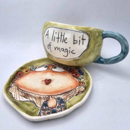 Handmade pottery teacup
