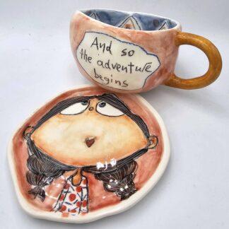 Handmade pottery teacup
