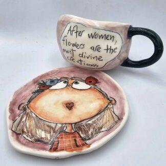 Handmade stoneware teacup