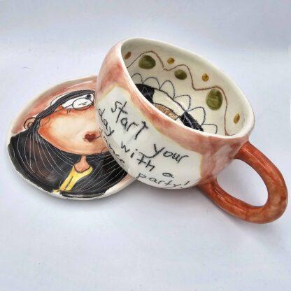 Handmade stoneware teacup