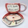 250 ml Ceramic tea cup with handle and saucer