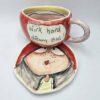 250 ml Ceramic tea cup with handle and saucer