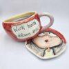 250 ml Ceramic tea cup with handle and saucer