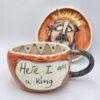 Stoneware tea cup with handle and saucer 250 ml / 8,5 oz