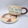 Stoneware tea cup with handle and saucer 250 ml / 8,5 oz