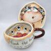 Stoneware tea cup with handle and saucer 250 ml / 8,5 oz