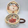 Stoneware tea cup with handle and saucer 250 ml / 8,5 oz
