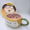 Stoneware tea cup with handle and saucer 250 ml / 8,5 oz