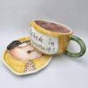 Stoneware tea cup with handle and saucer 250 ml / 8,5 oz