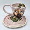 Hand painted stoneware espresso cup