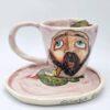 Hand painted stoneware espresso cup