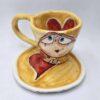 Hand painted stoneware espresso cup