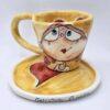 Hand painted stoneware espresso cup