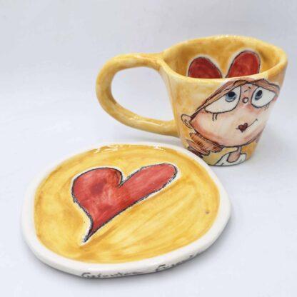Hand painted stoneware espresso cup