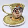 Hand painted stoneware espresso cup
