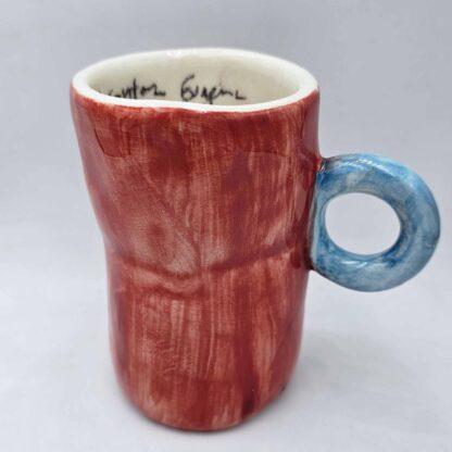 One of a kind pottery cappuccino cup, handmade and hand painted
