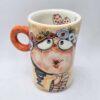 One of a kind pottery cappuccino cup, handmade and hand painted