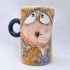 One of a kind pottery cappuccino cup, handmade and hand painted
